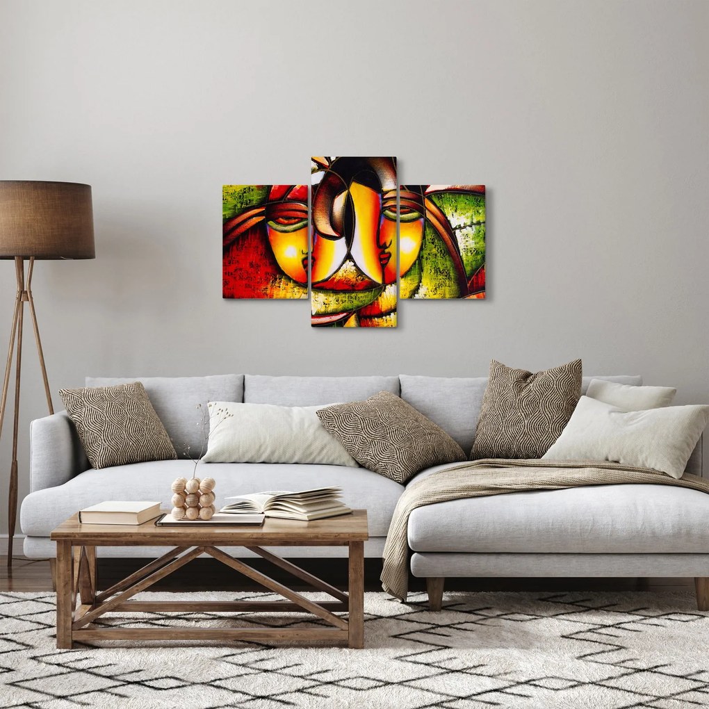Tablou - Pictură în ulei, chipuri abstracte (90x60 cm)