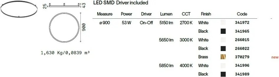 Lustra LED XL aplicata design circular ORACLE SLIM PL D090 ROUND 3000K ON-OFF OT