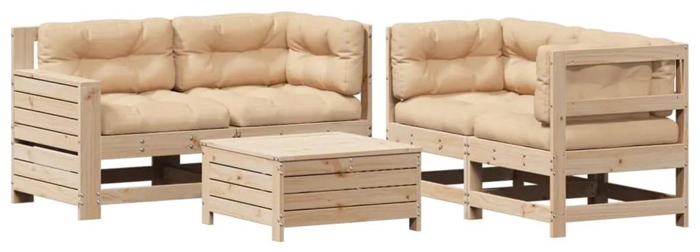 3250816 vidaXL Set mobilier de grădină cu perne, 5 piese, lemn masiv de pin