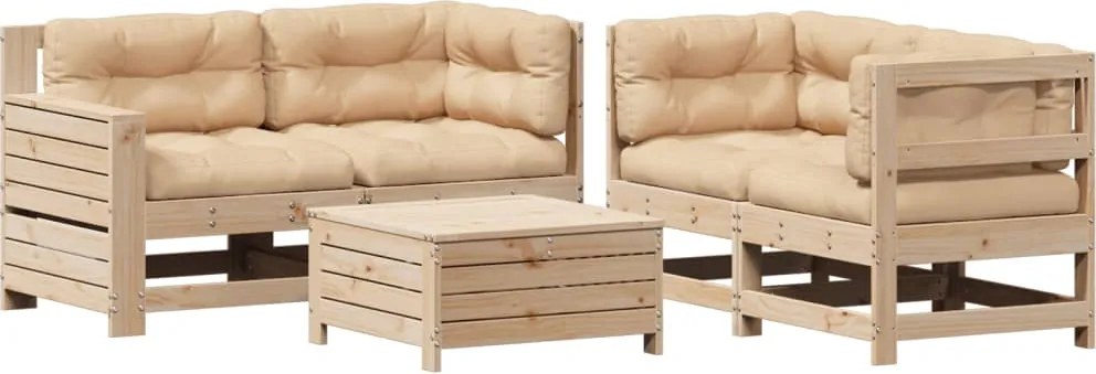 vidaXL Set mobilier de grădină cu perne, 5 piese, lemn masiv de pin