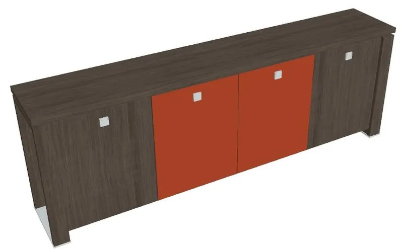 Dulap mic Verno+ 260 x 46 x 90 cm, uși combinate, stejar antracit / portocaliu
