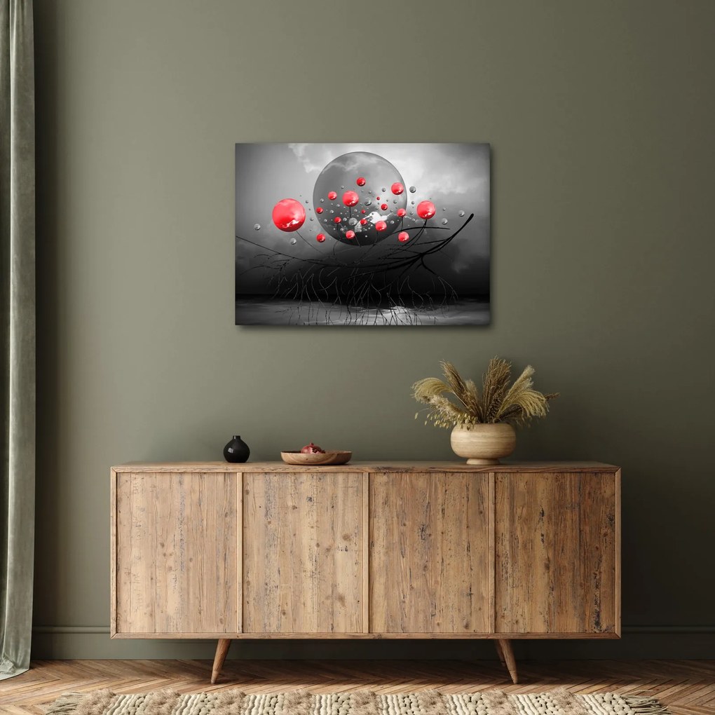 Tabloul cu bile abstracte roșii (70x50 cm)