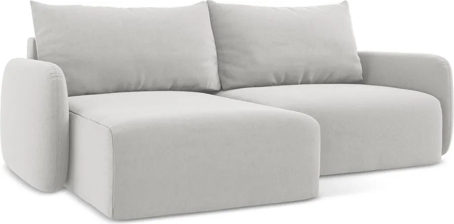 Colțar gri deschis extensibil/cu spațiu de depozitare cu tapițerie din catifea (cu colț pe partea stângă/cu șezlong) Kalena – Makamii