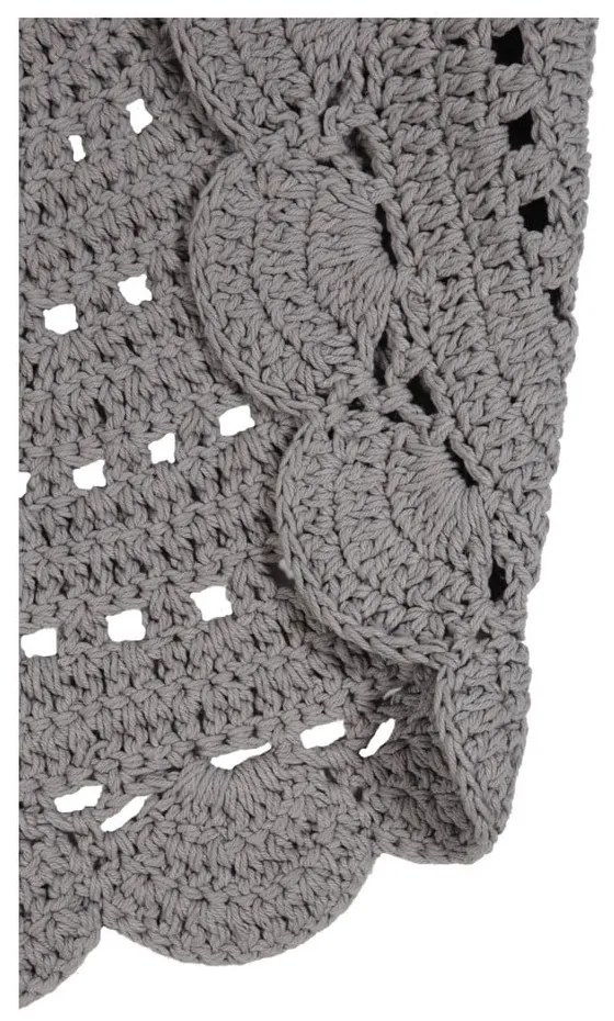 Covor croșetat manual din bumbac Nattiot Alma, ⌀ 120 cm, gri