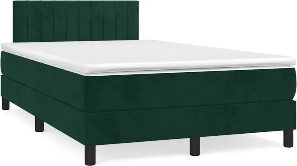 vidaXL Pat box spring cu saltea, verde închis, 120x200 cm, catifea