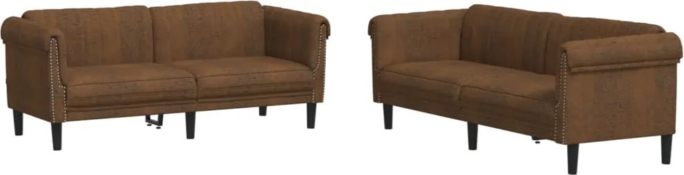 vidaXL Set canapea 2 piese, maro, catifea