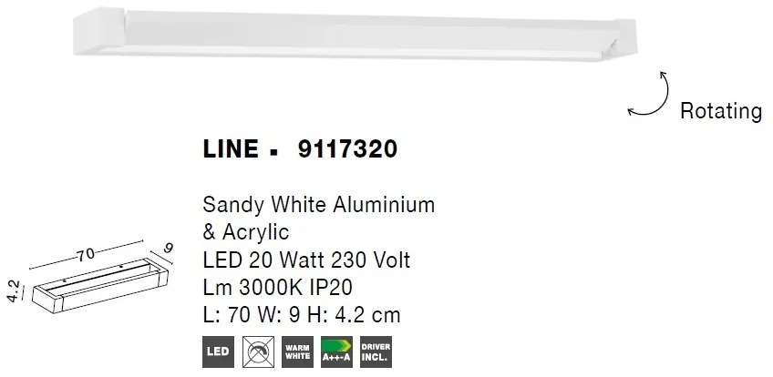 Aplica LED decorativa design liniar LINE 20W NVL-9117320