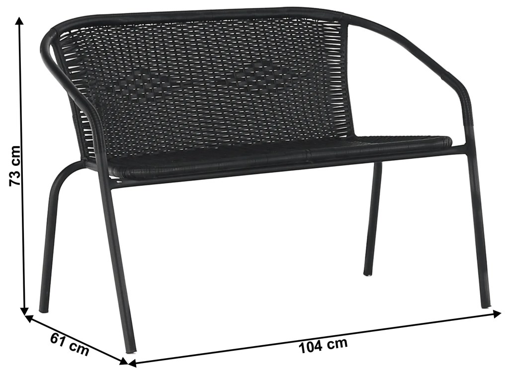 Set de grădină din 4 piese din ratan, negru, BOJAR