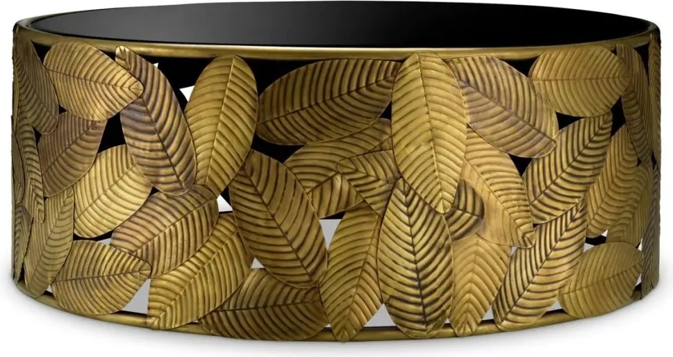 Masuta de Cafea Design LUX, Alama, Sticla, Negru, Botanico