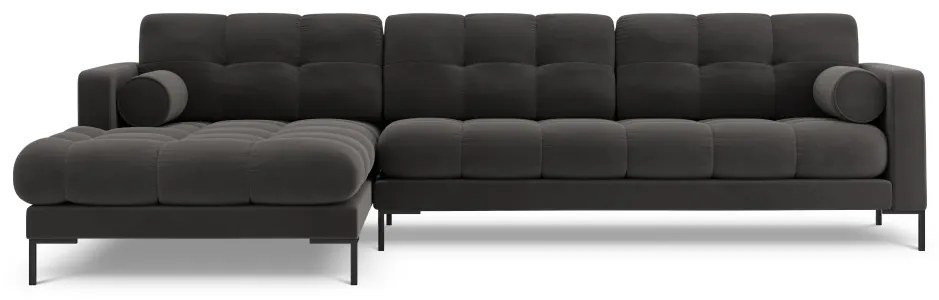 Colțar tapițat Bali, Gri închis/5 locuri/picioare negre/partea stângă/ L293 x l185 x h75