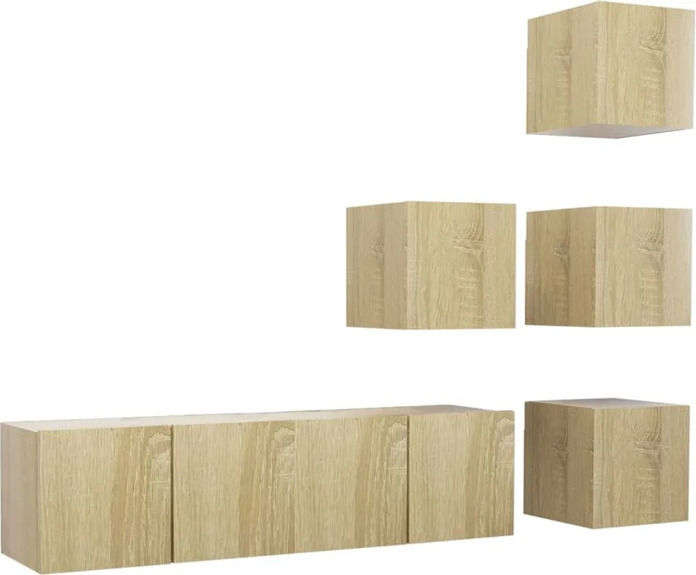 vidaXL Set de dulapuri TV, 6 piese, stejar sonoma, lemn prelucrat