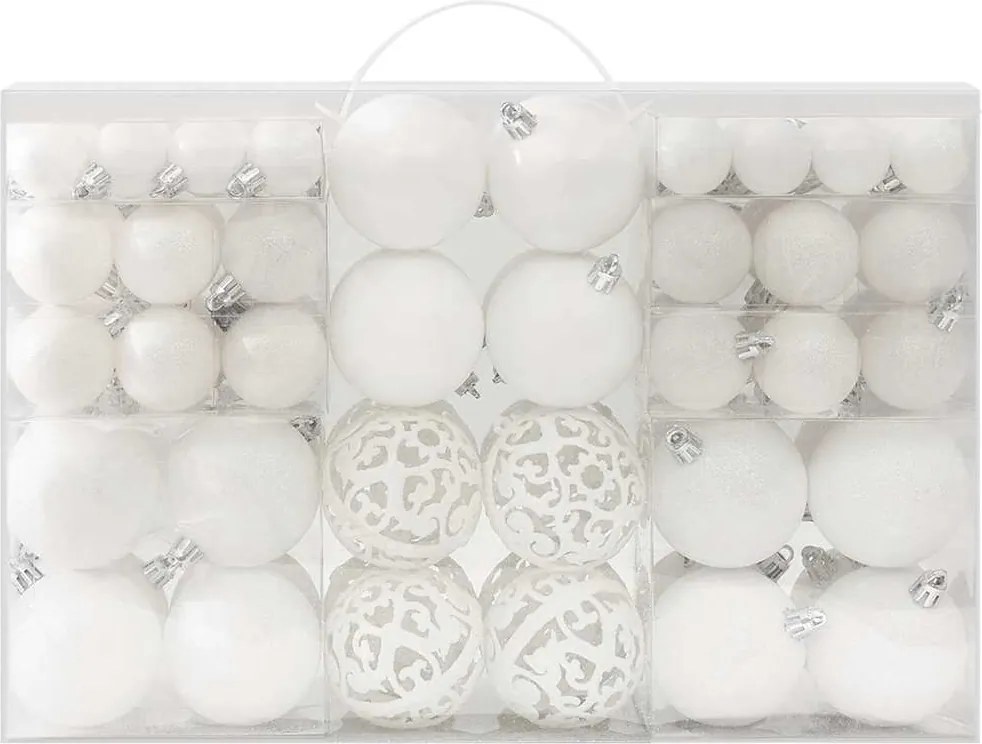 vidaXL Set globuri de Crăciun, 100 piese, alb