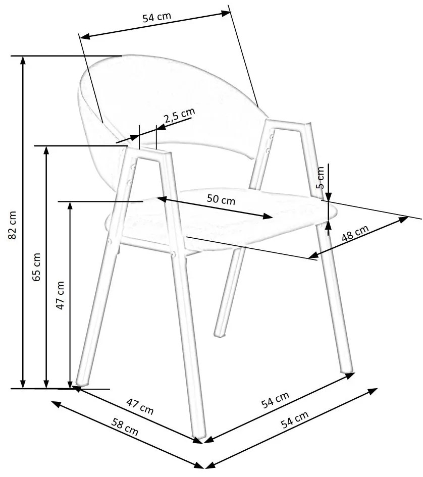 Scaun de bucaterie Zayne, gri/negru