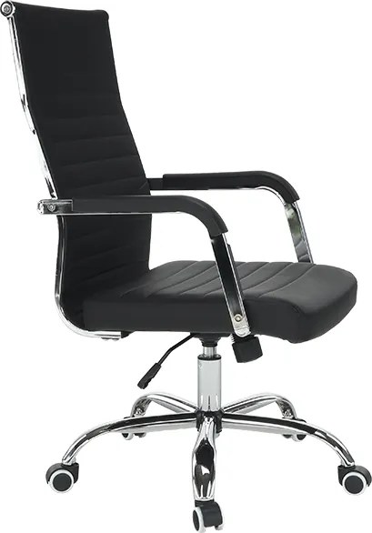 Scaun de birou, piele eco/metal, negru/crom, FARAN