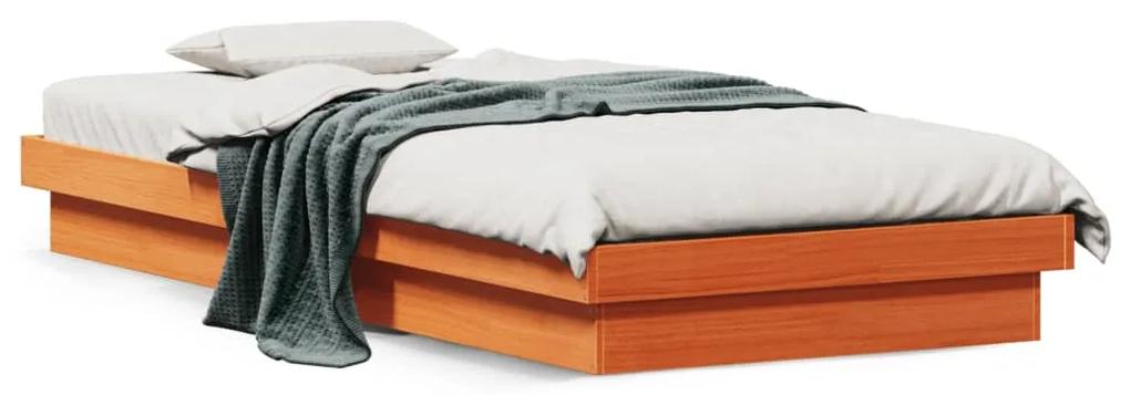 844420 vidaXL Cadru de pat cu LED, maro ceruit, 90x190 cm, lemn masiv de pin