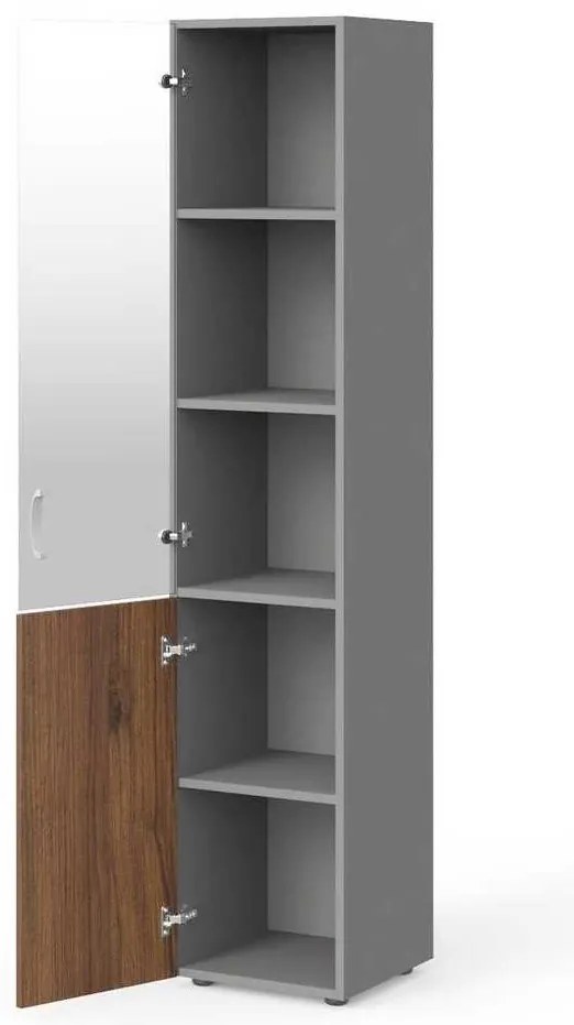 Dulap înalt Manager 39,9 x 42,2 x 196,5 cm, stânga, nuca warmia / gri