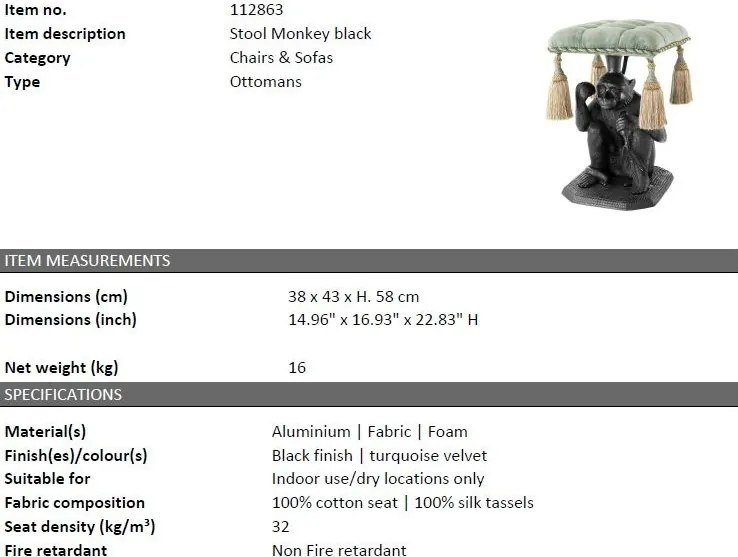 Taburete LUX design deosebit Monkey 112863 HZ