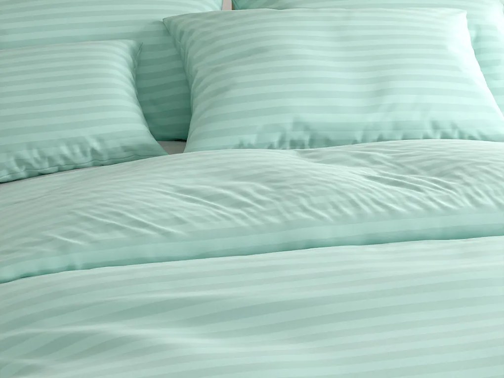 Lenjerie de pat hoteliera din microfibra JASMINE menta - dunga 2 cm Dimensiune lenjerie de pat: 70 x 90 cm | 140 x 220 cm