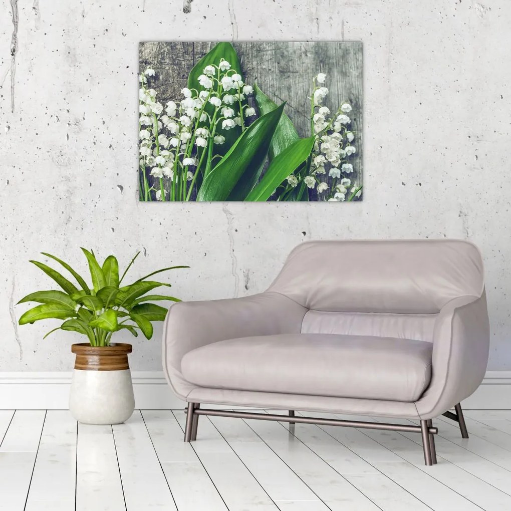 Tablou pe sticlă cu lăcrimioare (70x50 cm)