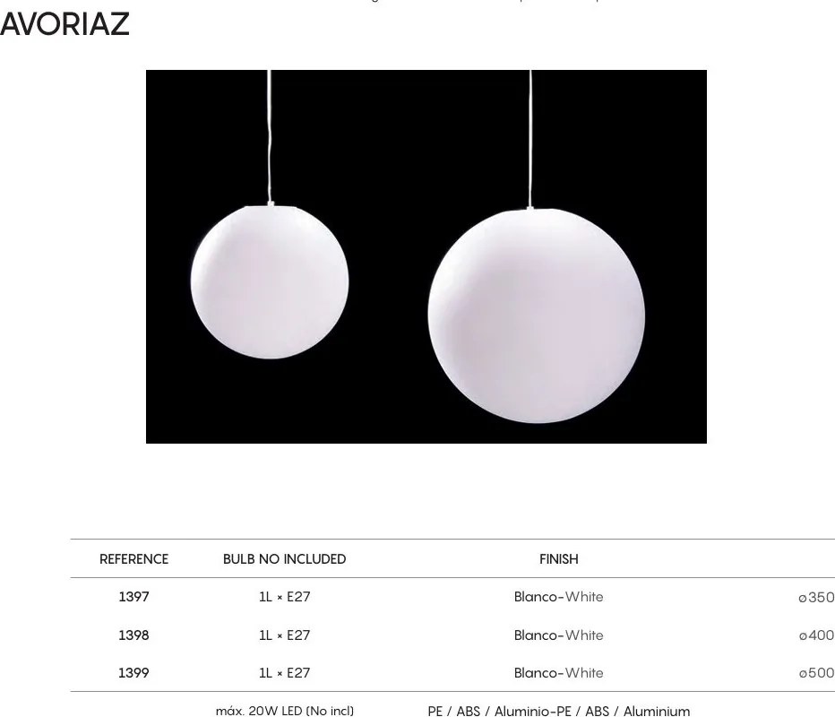 Lampa decorativa de exterior diametru 35cm AVORIAZ IP65