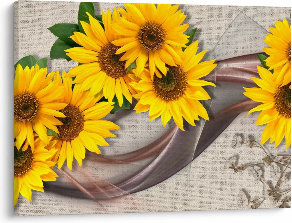 Tablou - Flori strălucitoare de floare soarelui (70x50 cm)