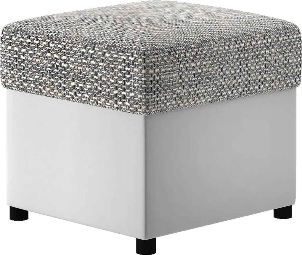 Taburet lemn masiv alb Gaultier 3 /Gri, 45 × 45 × 42 cm