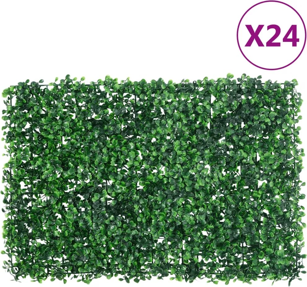 vidaXL Gard din frunze de arbust artificiale, 24 buc. verde 40x60 cm