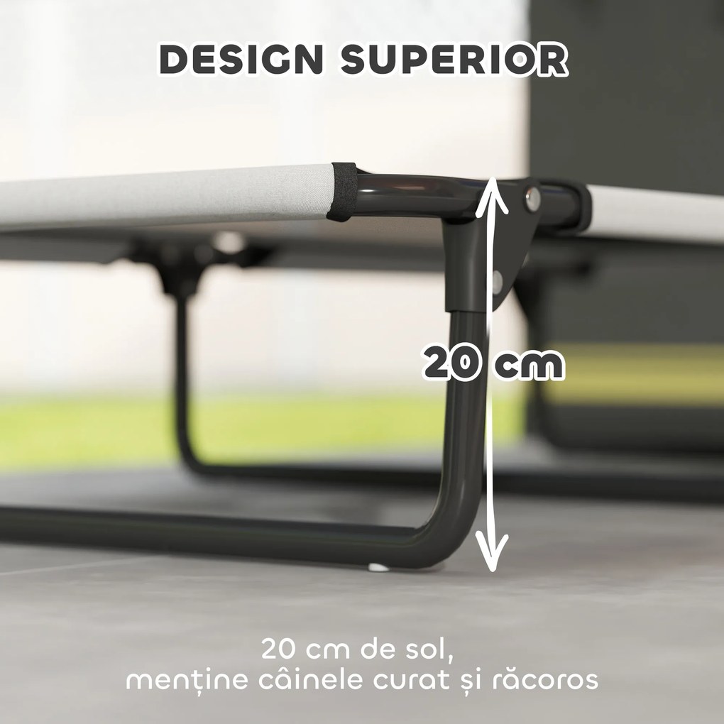 PawHut Pat Pliabil pentru Câini Mari cu Țesătură Tip Plasă, 107x61x20 cm, Gri | Aosom Romania