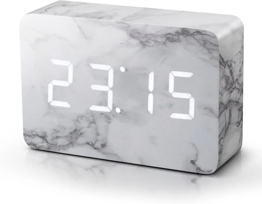 Ceas LED cu aspect de marmură Gingko Brick Marble Click Clock, alb