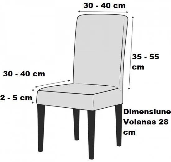 Set 6 huse scaune creponate si elastice, cu volanas, Bej Inchis