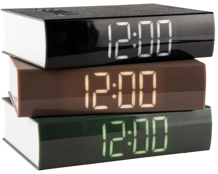Ceas cu alarmă și LED Karlsson Book, gri-maro