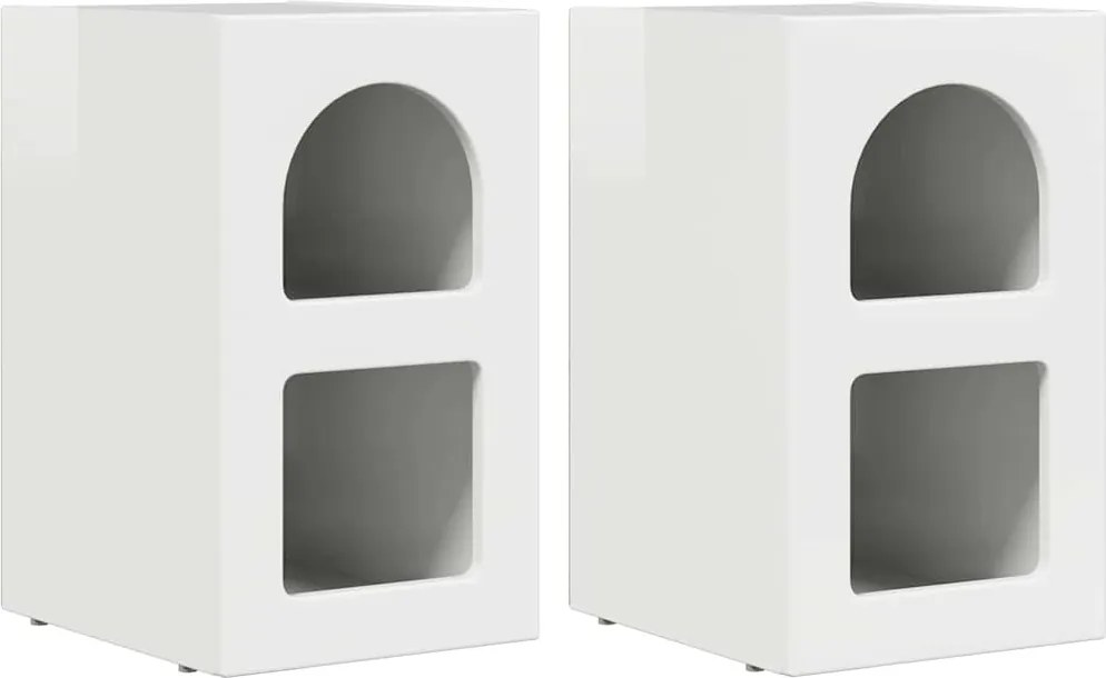 vidaXL Noptieră 2 pcs Alb lucios 29,5 x 33,5 x 50 cm Lemn compozit