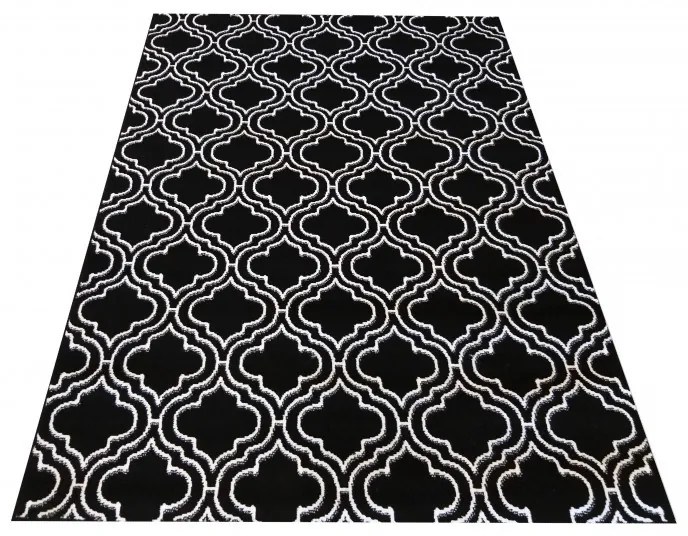Covor scandinav de calitate culoarea neagră cu model alb Lăţime: 120 cm | Lungime: 170 cm