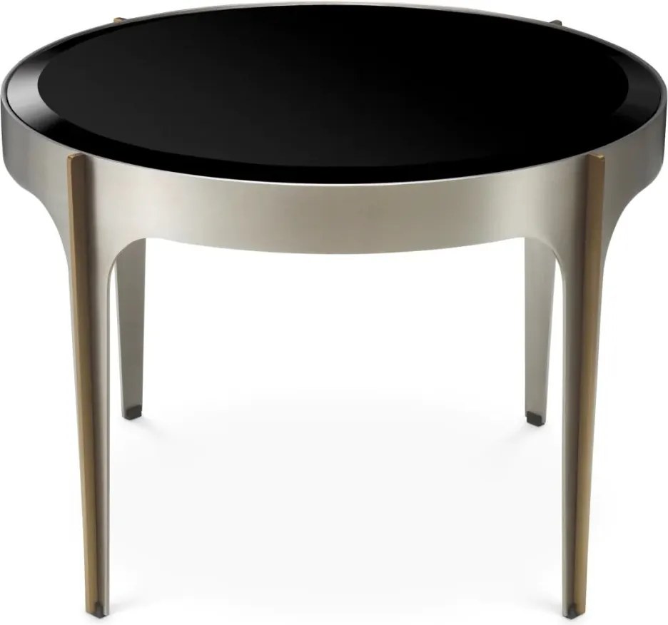 Masuta Laterala Design LUX, Otel, Sticla, Negru, Artemisa