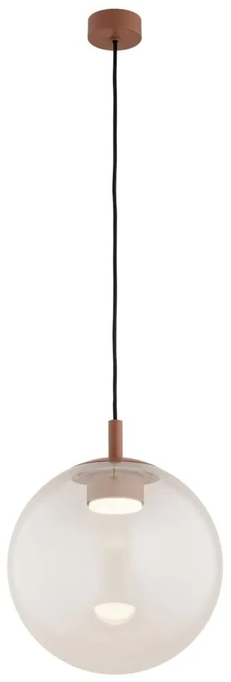 Lustra suspendata din Sticla, Roz Opac, Metal, Teracota, SACRAMENTO