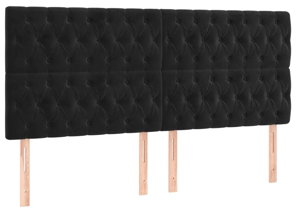 Tablie de pat cu LED, negru, 180x7x118 128 cm, catifea 1, Negru, 180 x 7 x 118 128 cm