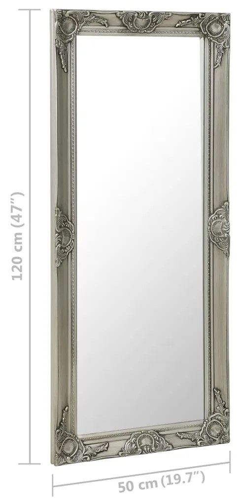 Oglinda de perete in stil baroc, argintiu, 50 x 120 cm 1, Argintiu, 50 x 120 cm