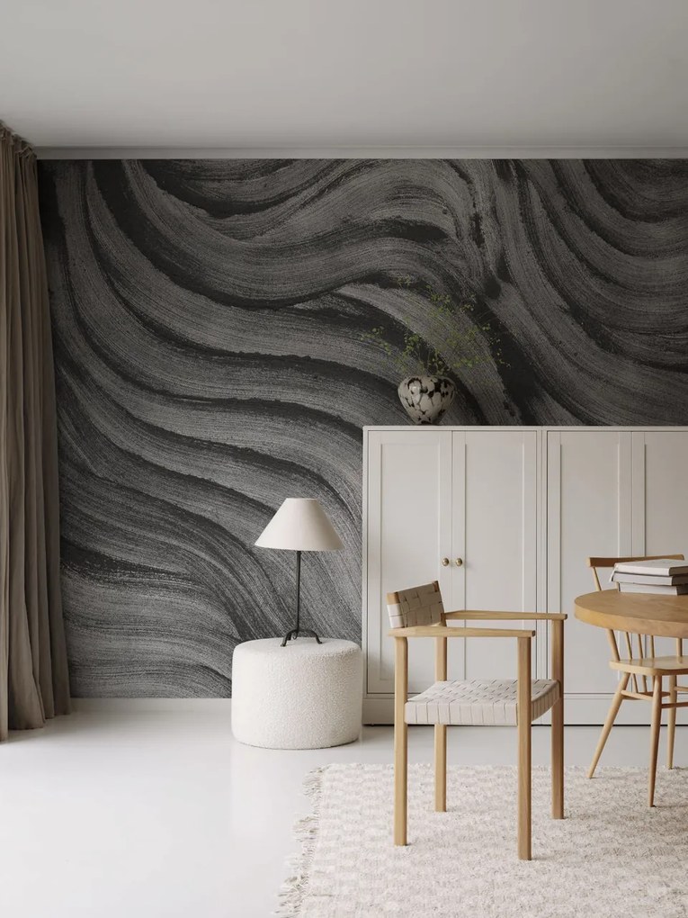 Tapet Smoky Swirl, Graphite, Rebel Walls