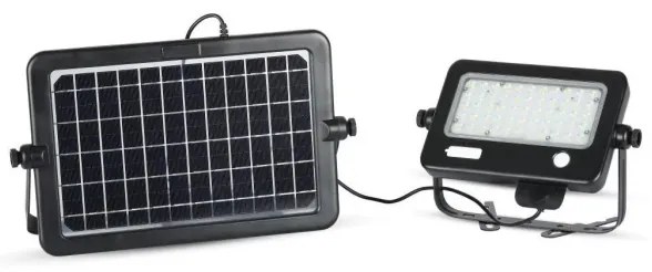 Proiector solar LED reglabil 10W 4000K IP65 cu senzor și port USB
