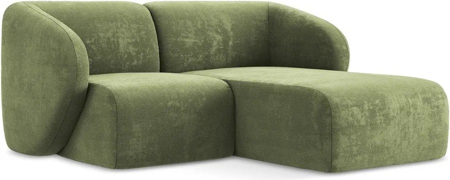 Colțar verde cu tapițerie din chenille (cu colț pe partea dreaptă/cu șezlong) Lani – Makamii