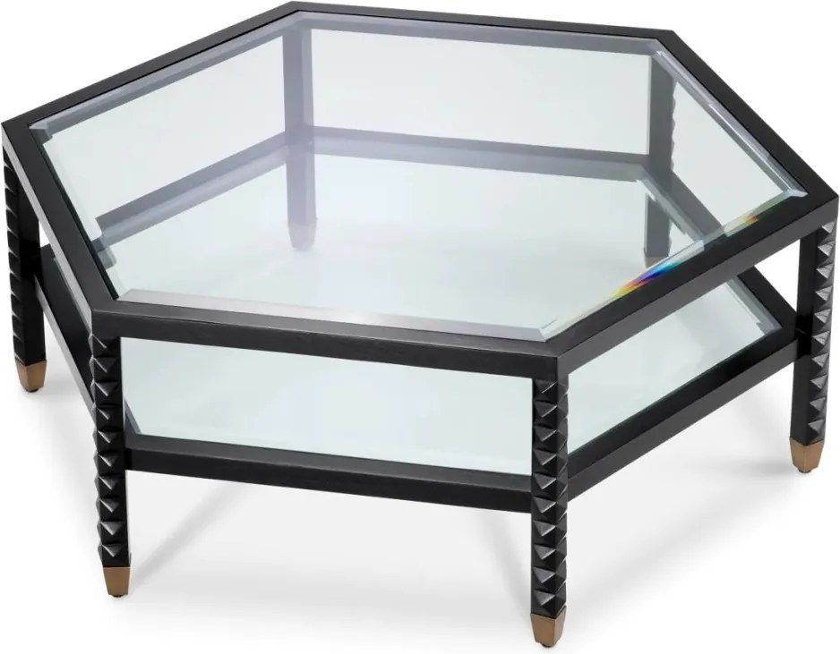 Masuta de Cafea Design LUX, Lemn, Negru, Sticla, Cornelius