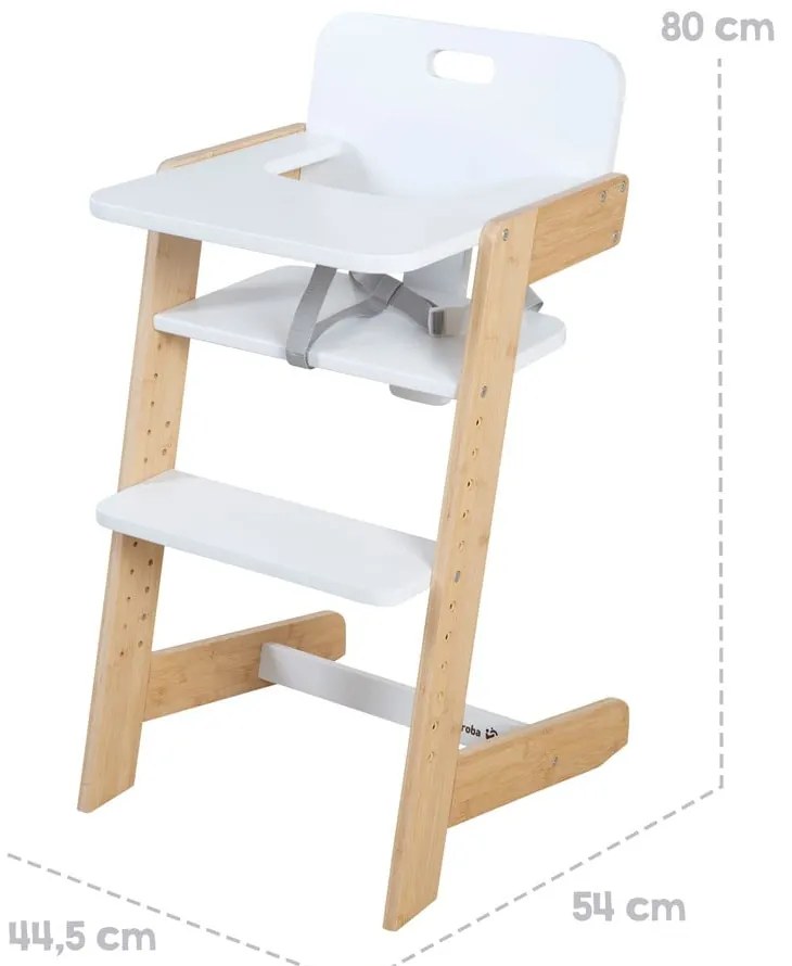 Scaun de masă pentru bebe alb Nature UP – Roba