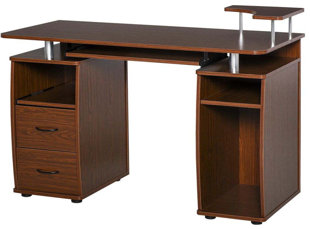 HOMCOM masa de birou suport PC din lemn cu sertare si suport pentru tastatura casa si birou