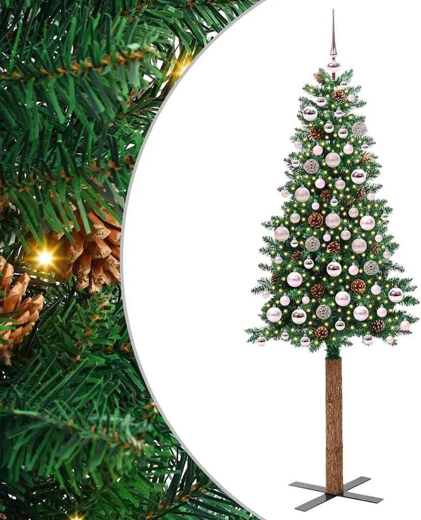 vidaXL Brad de Crăciun subțire Verde 180 cm PVC și lemn de PIN masiv