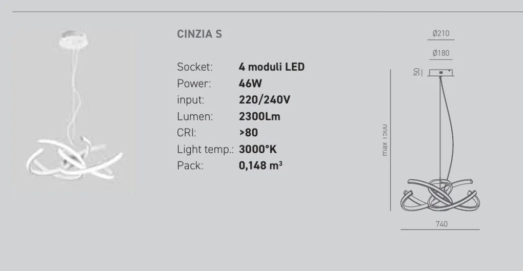 Lustra LED design modern Cinzia S auriu sau alb