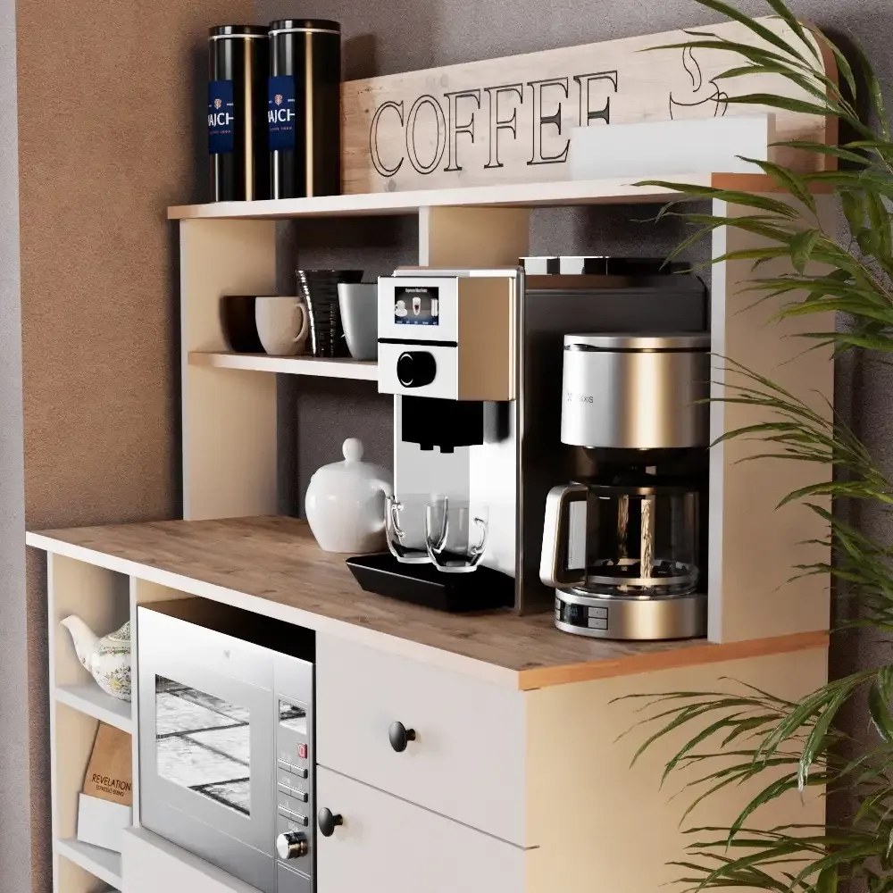 Set mobilier bucatarie Loura, alb si nuc