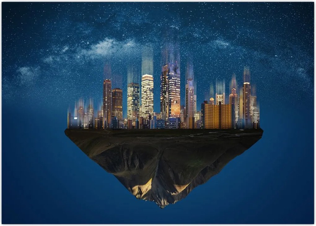 Tablou - Metropola plutind în spațiu (70x50 cm)