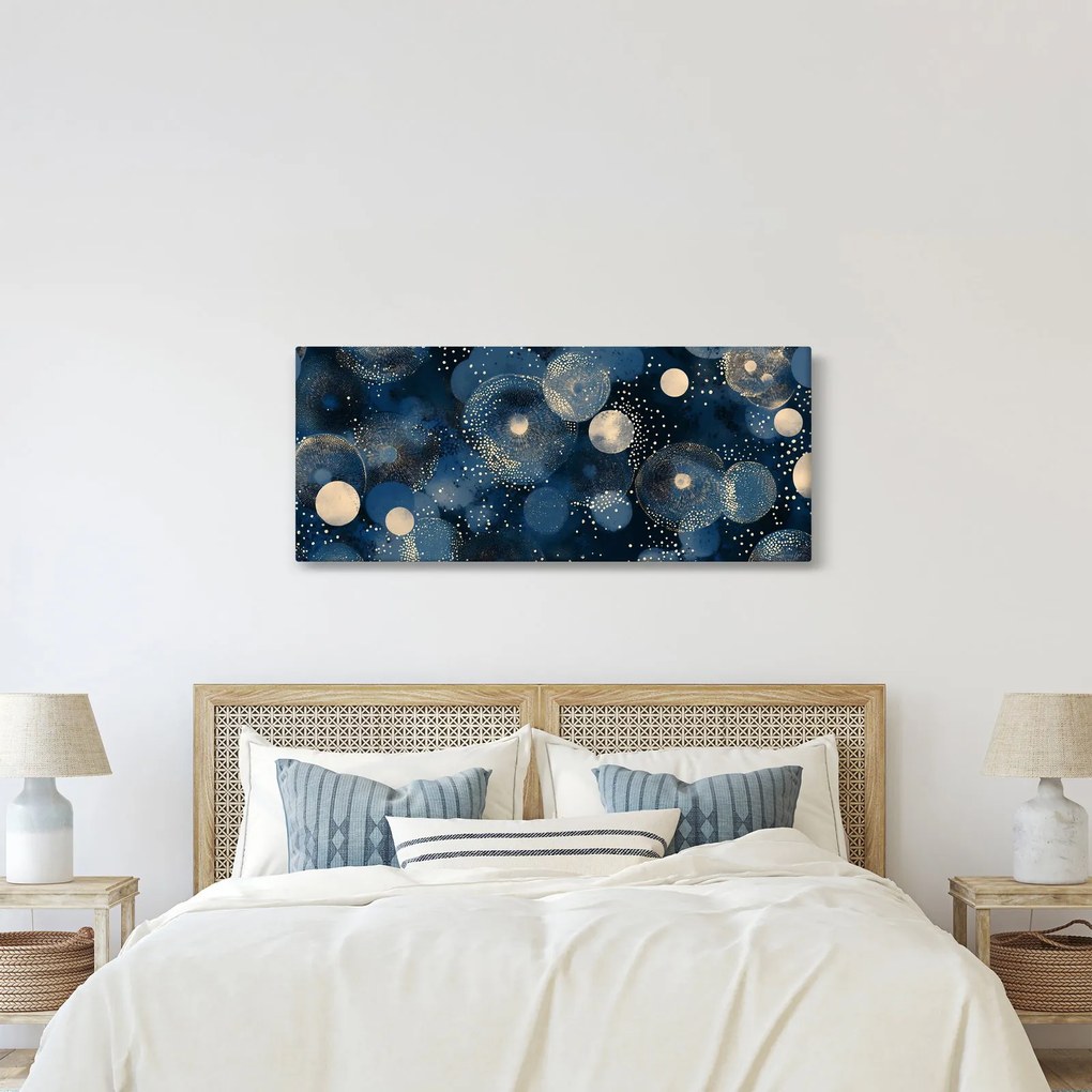 Tablou - Inele Albastru-Aurii (120x50 cm)