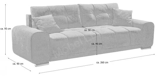 Canapea Extensibila Baku, Visiniu, 260 x 95 x 90 cm