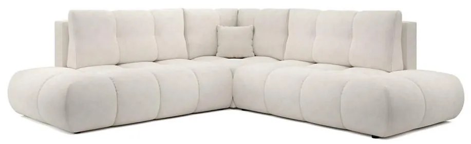 Colțar extensibil tapitat ALMADA, cu spațiu de depozitare, formă în L, versiune dreapta, bej